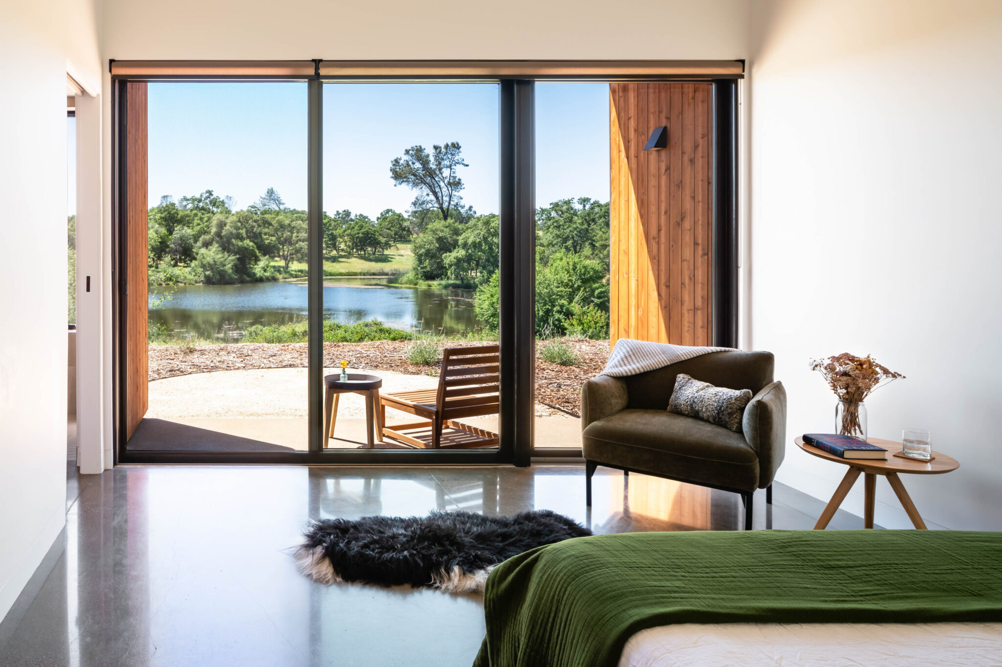 JNT custom home-bedroom pond view